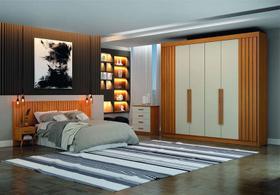 Guarda Roupa Casal 6 Portas 6 Gavetas - São Carlos-Cinamomo/Off White - Leifer Móveis