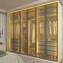 Guarda-Roupa Casal 6 Portas 6 Portas Reflecta com LED com Pés 100% MDF Lumina Off White Guarda-Roupa Casal 6 Portas 6 Portas Reflecta com LED com Pés 100% MDF Lumina Off White