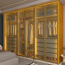 Guarda-Roupa Casal 6 Portas 6 Portas Reflecta com LED com Pés 100% MDF Splendor Marrom/Marrome Guarda-Roupa Casal 6 Portas 6 Portas Reflecta com LED com Pés 100% MDF Splendor Marrom/Marrome
