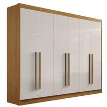 Guarda Roupa Casal 6 Portas 7 Gavetas - New Athos-Cinamomo/Off White - Móveis D'Doro