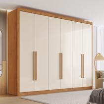 Guarda Roupa Casal 6 Portas 8 Gavetas Bergamo 100% MDF Bege/Cinamomo/Off White Guarda Roupa Casal 6 Portas 8 Gavetas Bergamo 100% MDF Bege/Cinamomo/Off White