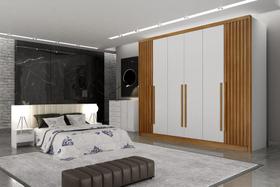 Guarda Roupa Casal 6 Portas 8 Gavetas - Himalaia Ripado-Branco - Móveis Novo Horizonte