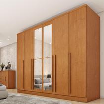 Guarda Roupa Casal 6 Portas 8 Gavetas Puxador MDF 270cm com Espelho Portugal Yescasa