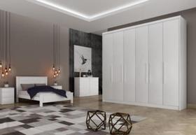 Guarda Roupa Casal 6 Portas 8 Gavetas Santoro Móveis Novo Horizonte - Branco