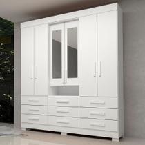 Guarda-roupa Casal 6 Portas 9 Gavetas Capelinha com Espelho 100% MDF 179cm Nerina Espresso Móveis Guarda-roupa Casal 6 Portas 9 Gavetas Capelinha com Espelho 100% MDF 179cm Nerina Espresso Móveis