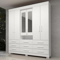 Guarda-roupa Casal 6 Portas 9 Gavetas Capelinha com Espelho 100% MDF 179cm Nerina Espresso Móveis