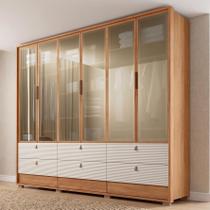 Guarda Roupa Casal 6 Portas 9 Gavetas com LED MDF Evolution Freijó Guarda Roupa Casal 6 Portas 9 Gavetas com LED MDF Evolution Freijó
