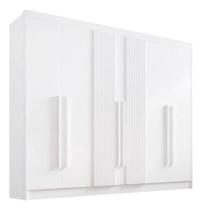 Guarda Roupa Casal 6 Portas Athos Ripado Branco Mdf Ddoro