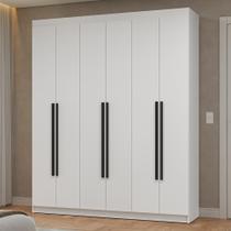 Guarda-Roupa Casal 6 Portas Batentes Branco/Branco/Preto Netuno Madesa