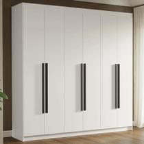 Guarda-Roupa Casal 6 Portas Batentes Branco/Branco/Preto Venus Madesa
