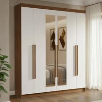 Guarda-roupa Casal 6 Portas Batentes Madesa Rustic/branco Guarda-roupa Casal 6 Portas Batentes Madesa Rustic/branco