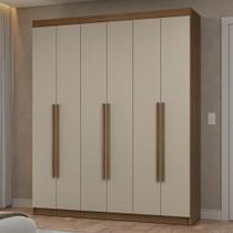 Guarda-Roupa Casal 6 Portas Batentes Rustic/Crema/Rustic Netuno Madesa