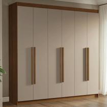 Guarda-Roupa Casal 6 Portas Batentes Rustic/Crema/Rustic Venus Madesa