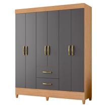 Guarda Roupa Casal 6 Portas com 2 Gavetas Planejado Maleiro Moderno Compacto Funcional Organização Quarto Estilo Praticidade