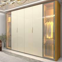 Guarda-Roupa Casal 6 Portas com 2 Portas Reflecta com Pés com LED Innova 100% MDF Marrom/Marrome/Off White