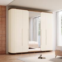 Guarda Roupa Casal 6 Portas com Amortecimento 6 Gavetas, Cantos Arredondados, Ripado Magno Espresso Bege/Off White/Nature Guarda Roupa Casal 6 Portas com Amortecimento 6 Gavetas, Cantos Arredondados, Ripado Magno Espresso Bege/Off White/Nature