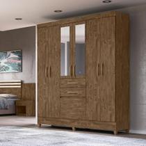 Guarda Roupa Casal 6 portas com espelho 2 gavetas New Mafra Castanho Wood - Moval