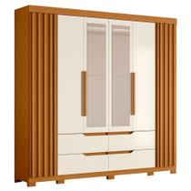 Guarda Roupa Casal 6 Portas Com Espelho 240cm Doble Cinamomo/Off White - Albatroz