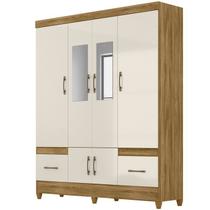 Guarda Roupa Casal 6 Portas Com Espelho 9120 Freijo Off White Moval