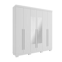 Guarda Roupa Casal 6 Portas Com Espelho Agata Acp Móveis Branco