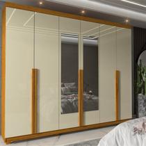 Guarda-Roupa Casal 6 Portas com Espelho com Pés Imperatriz 100% MDF Yescasa Marrom/Marrome/Off White Guarda-Roupa Casal 6 Portas com Espelho com Pés Imperatriz 100% MDF Yescasa Marrom/Marrome/Off White