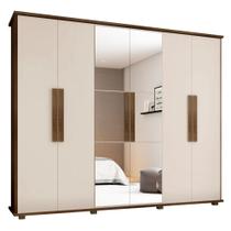 Guarda Roupa Casal 6 portas com Espelho e 4 Gavetas Canadá RV Móveis - Freijó/OFF