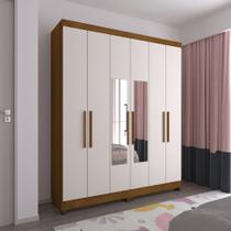 Guarda Roupa Casal 6 Portas com Espelho e Pés Gênova Luciane Móveis Guarda Roupa Casal 6 Portas com Espelho e Pés Gênova Luciane Móveis