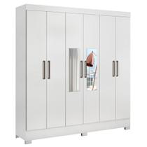 Guarda Roupa Casal 6 Portas com Espelho Elite 3 Gavetas Pratico D02 Branco - Mpozenato