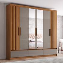 Guarda-Roupa Casal 6 Portas com Espelho Kaian Marrom/Cinamomo/Avelã