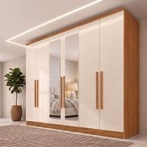 Guarda Roupa Casal 6 Portas com Espelho Leblon Off White/Cinamomo Guarda Roupa Casal 6 Portas com Espelho Leblon Off White/Cinamomo