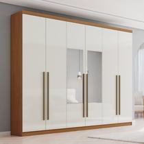Guarda-Roupa Casal 6 Portas com Espelho New Jade Off White/Cinamomo Guarda-Roupa Casal 6 Portas com Espelho New Jade Off White/Cinamomo