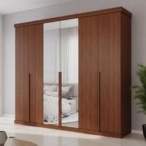 Guarda-Roupa Casal 6 Portas com Espelhos 267cm MDF Linhares Marrom/Jequitiba Guarda-Roupa Casal 6 Portas com Espelhos 267cm MDF Linhares Marrom/Jequitiba