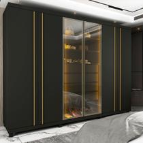 Guarda Roupa Casal 6 Portas Com Led Absolut Reflecta Grafite - Gelius