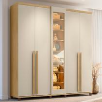 Guarda-Roupa Casal 6 Portas com LED e Vidro Reflecta 3 Gavetas Austria