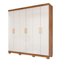 Guarda-Roupa Casal 6 Portas com Pé e Espelho Interno Giratório 199cm 100% MDF Paraty Espresso Móveis Bege/Cinamomo/Off White Guarda-Roupa Casal 6 Portas com Pé e Espelho Interno Giratório 199cm 100% MDF Paraty Espresso Móveis Bege/Cinamomo/Off White
