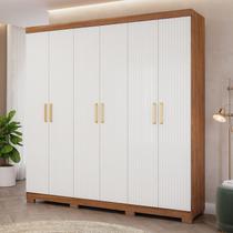 Guarda-roupa Casal 6 Portas com Pé e Espelho Interno Giratório 199cm 100% Mdf Paraty Espresso Móveis