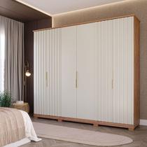 Guarda-Roupa Casal 6 Portas com Pés 242,5cm 100% MDF Vittoria Espresso Móveis Bege/Cinamomo/Off White