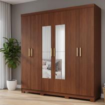 Guarda-Roupa Casal 6 Portas com Pés e Espelhos 199cm 100% MDF Paraty Espresso Móveis Marrom/Jequitiba Guarda-Roupa Casal 6 Portas com Pés e Espelhos 199cm 100% MDF Paraty Espresso Móveis Marrom/Jequitiba