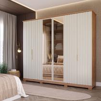 Guarda-Roupa Casal 6 Portas com Pés e Vidro Reflecta 242,5cm 100% MDF Vittoria Espresso Móveis Bege/Cinamomo/Off White Guarda-Roupa Casal 6 Portas com Pés e Vidro Reflecta 242,5cm 100% MDF Vittoria Espresso Móveis Bege/Cinamomo/Off White