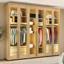 Guarda-roupa Casal 6 Portas com Vidro Reflecta e Led 4 Gavetas Internas 3 Maleiros Royal
