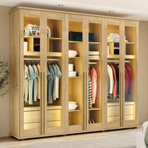 Guarda-roupa Casal 6 Portas com Vidro Reflecta e Led 4 Gavetas Internas 3 Maleiros Royal