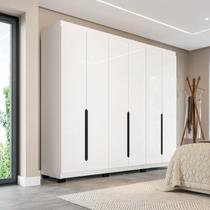 Guarda-Roupa Casal 6 Portas de Bater Madrid Branco