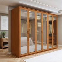 Guarda-Roupa Casal 6 Portas de Vidro Reflecta com LED MDF 270cm Suavitá Glass Marrom Amêndoa Clean Guarda-Roupa Casal 6 Portas de Vidro Reflecta com LED MDF 270cm Suavitá Glass Marrom Amêndoa Clean