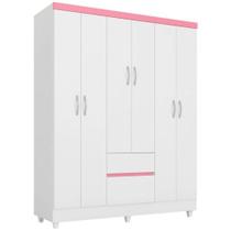 Guarda Roupa Casal 6 Portas Demóbile Flash II Flex Branco Rosa