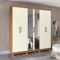 Guarda-roupa Casal 6 Portas e 2 Gavetas com Espelho e Pés 235cm x 230cm Open Guarda-roupa Casal 6 Portas e 2 Gavetas com Espelho e Pés 235cm x 230cm Open