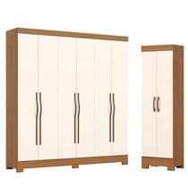 Guarda Roupa Casal 6 Portas e 2 Gavetas Leonard com Armário Multiuso 2 Portas 3 Prateleiras B387 Cinamomo Off White -Henn Briz Guarda Roupa Casal 6 Portas e 2 Gavetas Leonard com Armário Multiuso 2 Portas 3 Prateleiras B387 Cinamomo Off White -Henn Briz