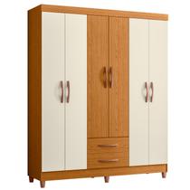 Guarda Roupa Casal 6 Portas E 2 Gavetas Luxo Organizador Premium Quarto Moderno Cor Nature/Off White