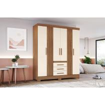 Guarda Roupa Casal 6 Portas e 3 Gavetas c/ Pés Briz B375 Nature/Off White - Henn Guarda Roupa Casal 6 Portas e 3 Gavetas c/ Pés Briz B375 Nature/Off White - Henn