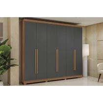 Guarda Roupa Casal 6 Portas e 3 Gavetas c/ Pés CB03T580 Canela/Grafite - Kappesberg Guarda Roupa Casal 6 Portas e 3 Gavetas c/ Pés CB03T580 Canela/Grafite - Kappesberg