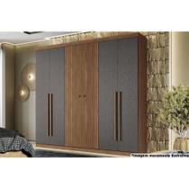 Guarda Roupa Casal 6 Portas e 4 Gavetas Buriti Jatoba/Grafitte - Santos Andirá